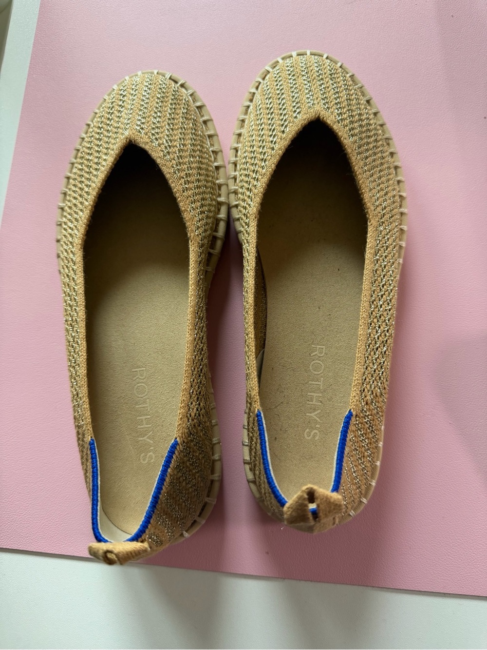 Rothy's Gold Glitter Knit Flats